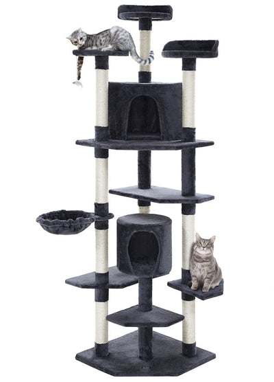 203cm Ultimate Giant Multilevel Cat Scratching Tree in Grey