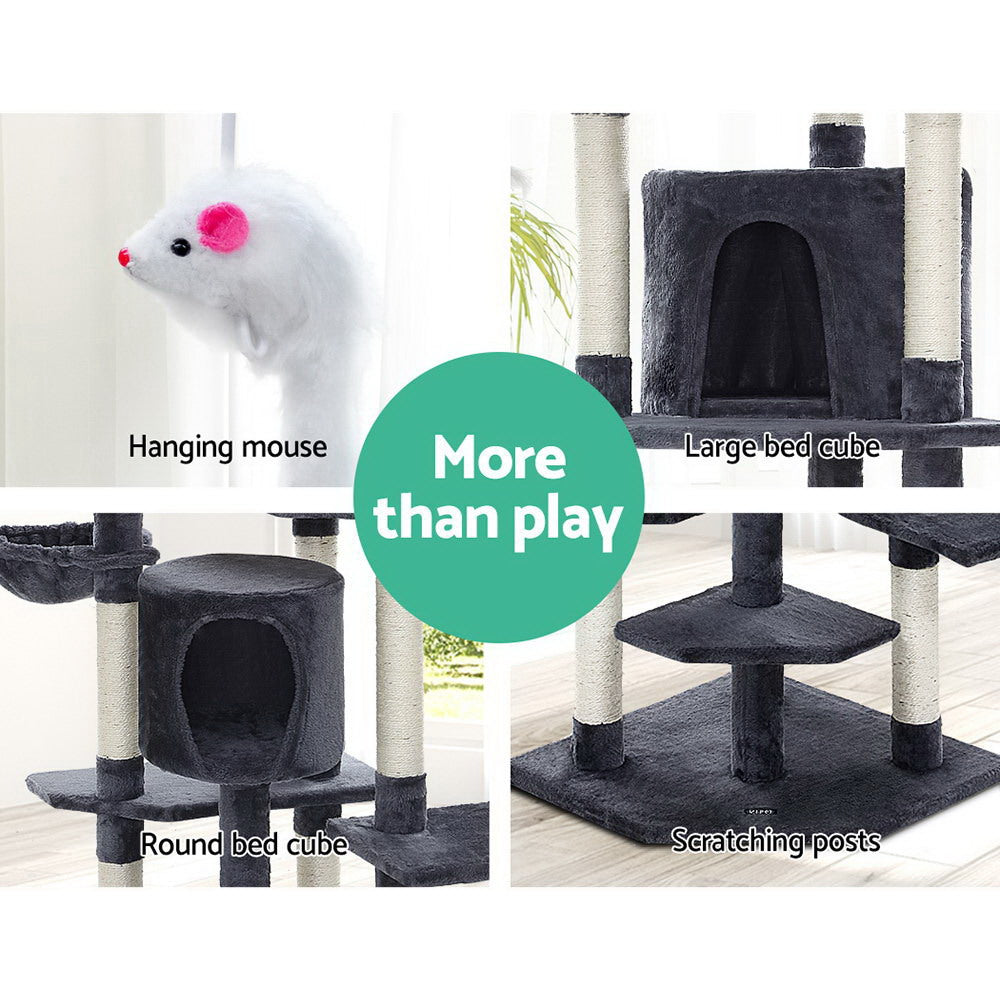 203cm Ultimate Giant Multilevel Cat Scratching Tree in Grey