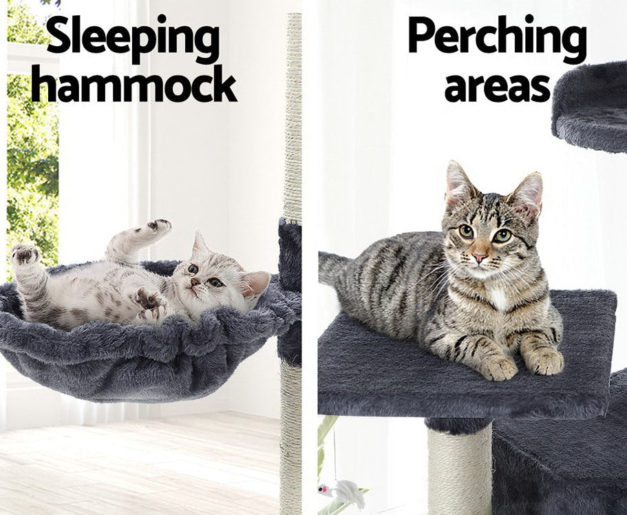 203cm Ultimate Giant Multilevel Cat Scratching Tree in Grey
