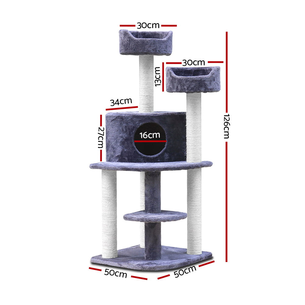 126cm Stylish and Minimalistic Cat Scratching Tree in Blue Grey