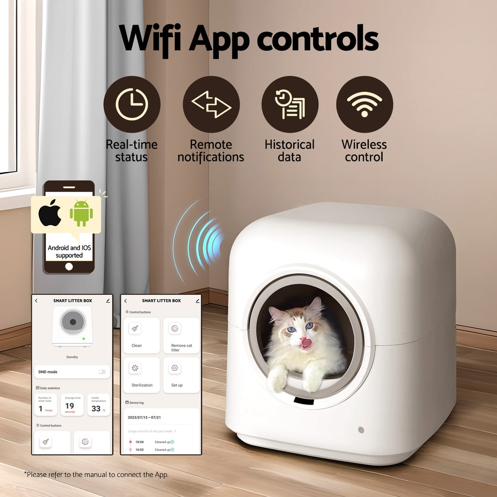 Large Automatic Cat Litter Box - Smart Self-Cleaning with App Control
