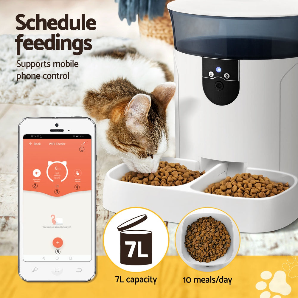 7L Automatic Pet Feeder with Wifi Camera and Dispenser Timer