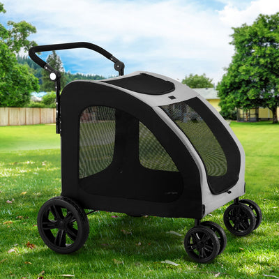 i.Pet Large Foldable Stroller/ Trolley In Black - Spacious, Comfortable and Durable