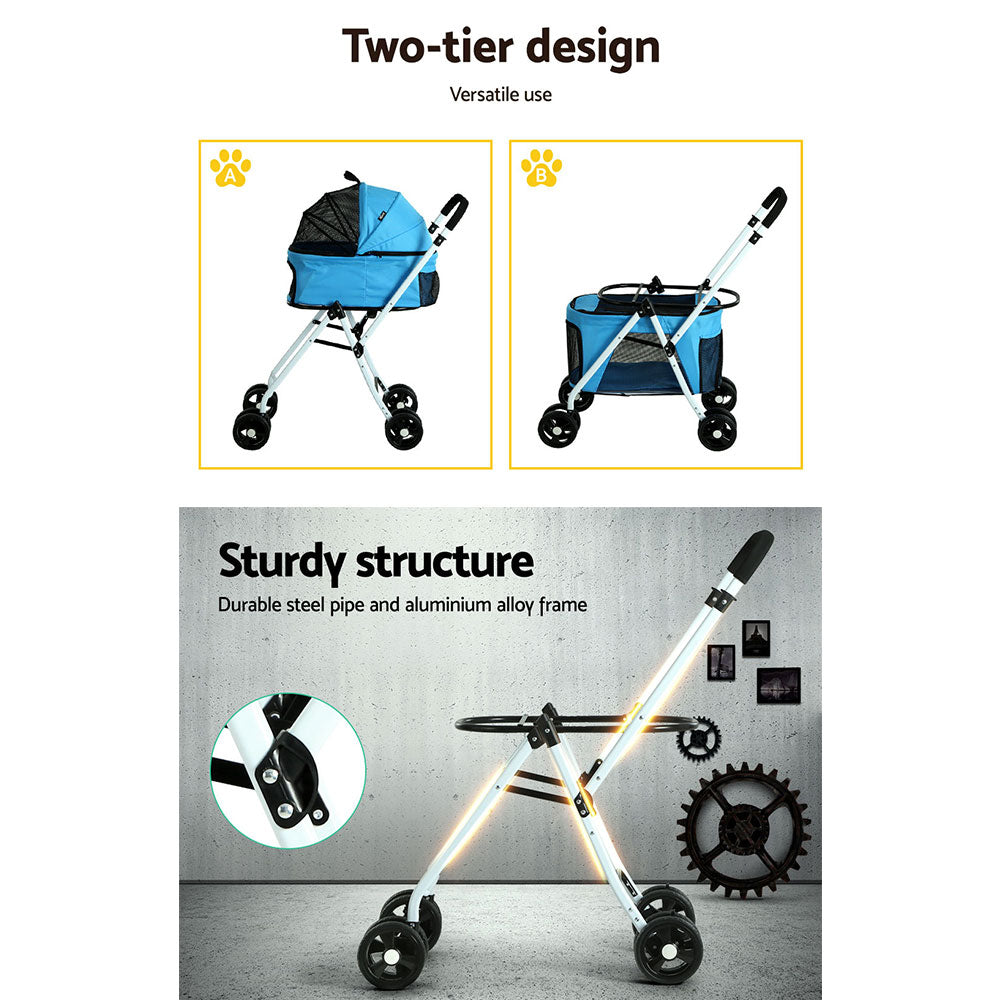 i.Pet Foldable 3 in 1 Carrier, Car Seat & Pet Stroller - Blue