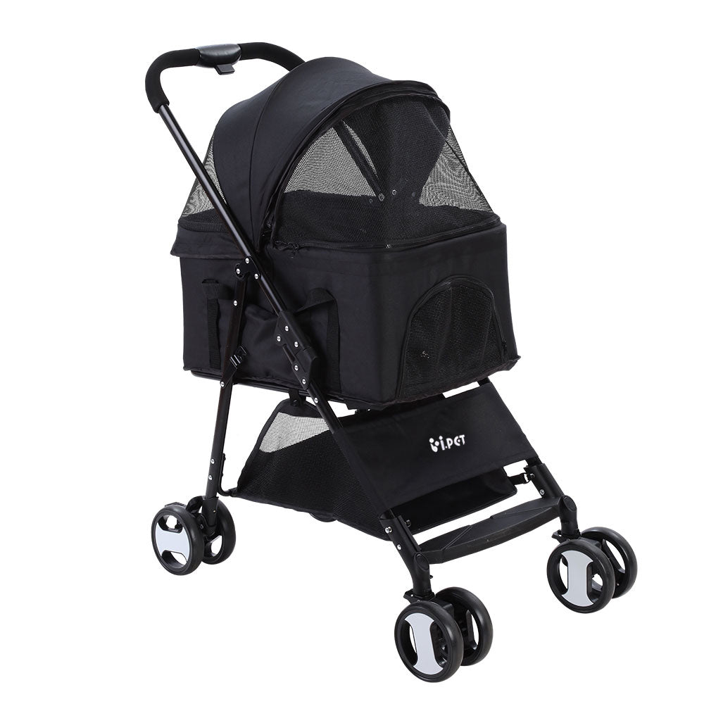 i.Pet Foldable 3 in 1 Carrier, Car Seat & Pet Stroller - Black