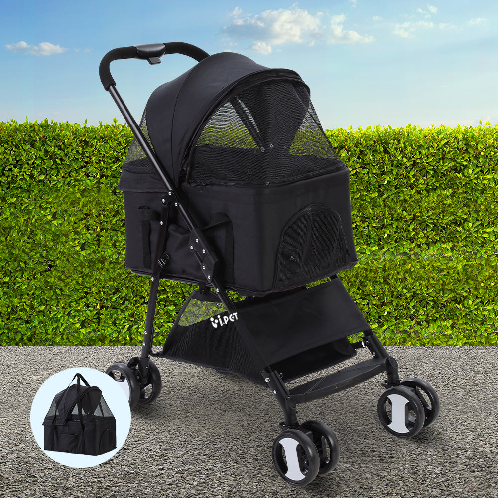 i.Pet Foldable 3 in 1 Carrier, Car Seat & Pet Stroller - Black