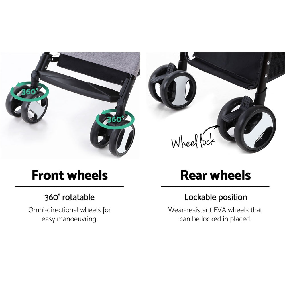i.Pet Foldable 3 in 1 Carrier, Car Seat & Pet Stroller - Grey