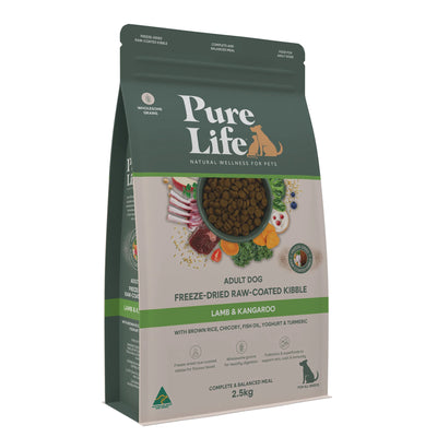 Pure Life Adult Dog Food – Freeze-Dried Raw Coated Kibble – Lamb & Kangaroo