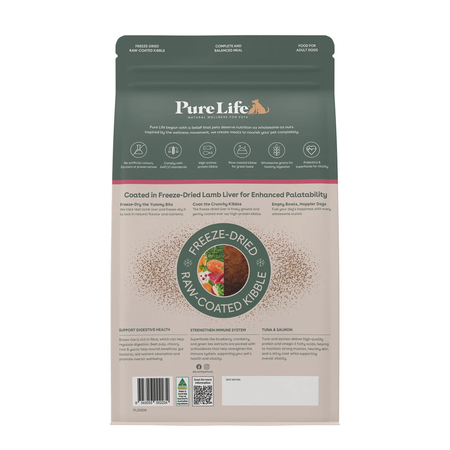 Pure Life Adult Dog Food – Freeze-Dried Raw Coated Kibble – Tuna & Salmon