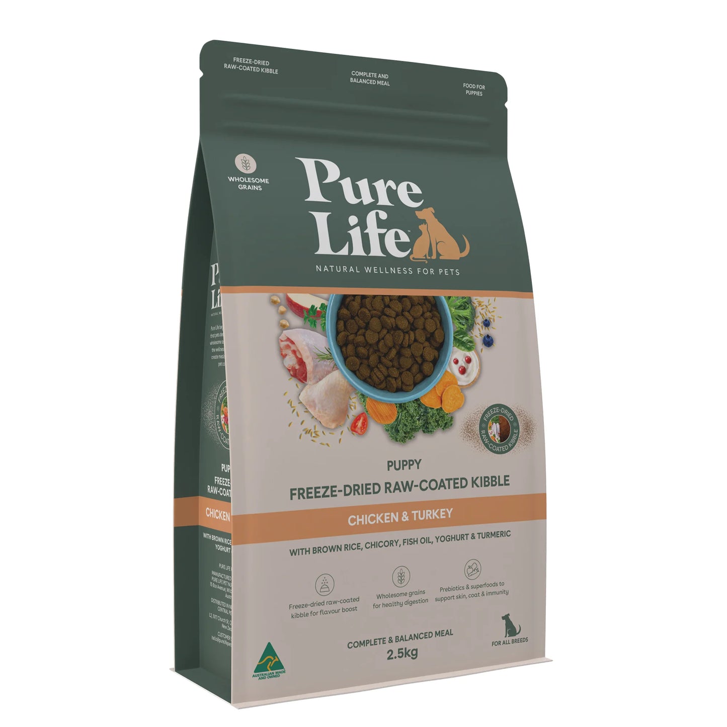 Pure Life Puppy Food – Freeze-Dried Raw Coated Kibble – Chicken & Turkey