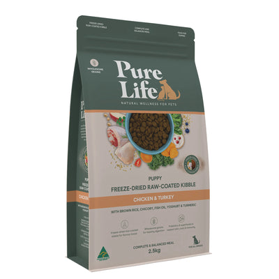 Pure Life Puppy Food – Freeze-Dried Raw Coated Kibble – Chicken & Turkey