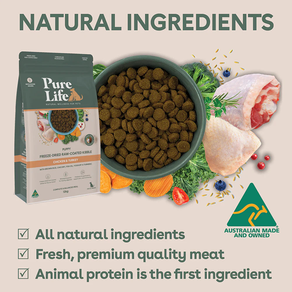 Pure Life Puppy Food – Freeze-Dried Raw Coated Kibble – Chicken & Turkey