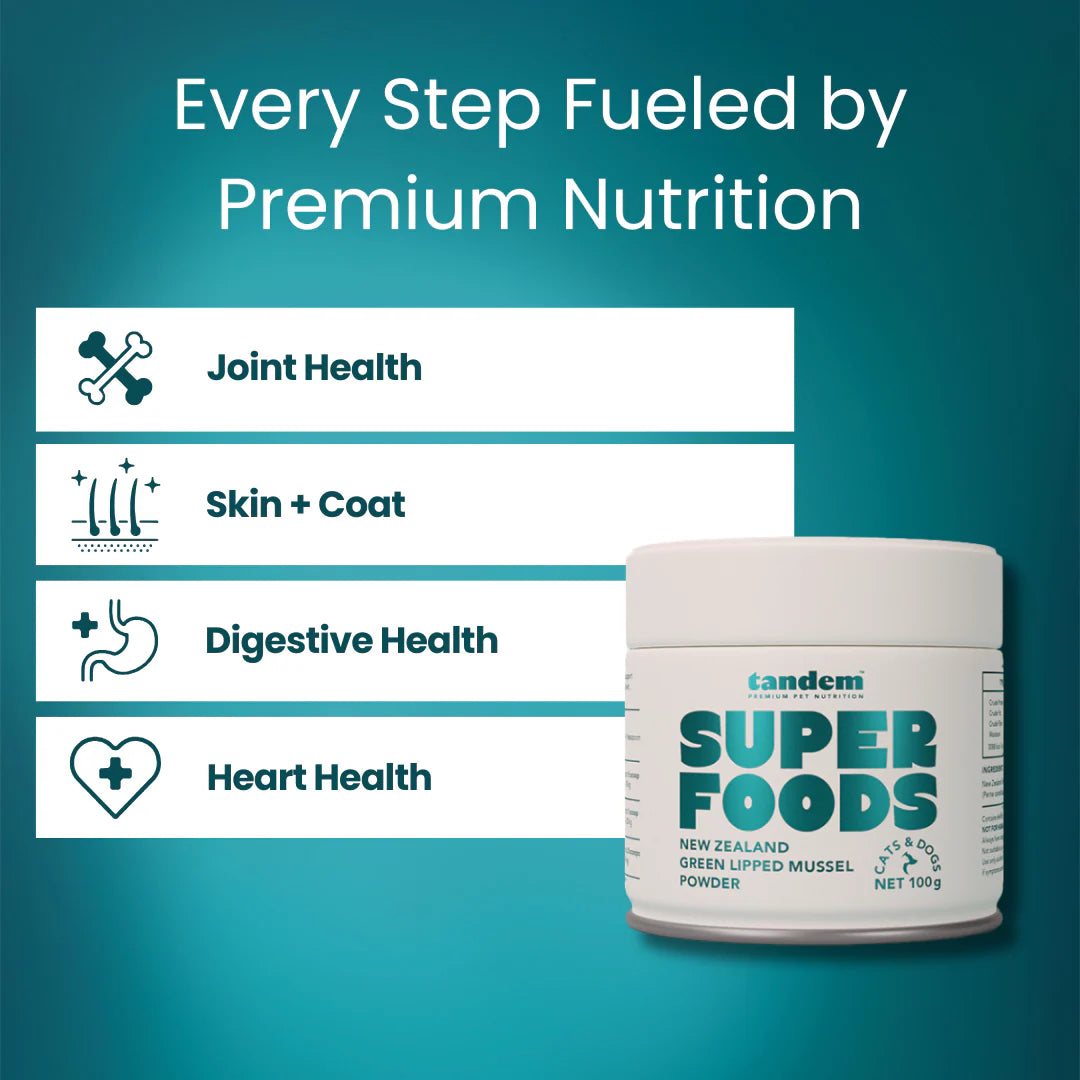 Tandem Super Foods – New Zealand Green Lipped Mussel Powder for Cats & Dogs