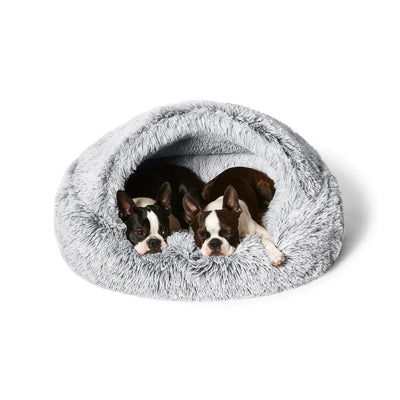 Snooza Luxurious Hoodie Cuddler Pet Bed in Silver Fox - Calming & Comforting - Three Sizes