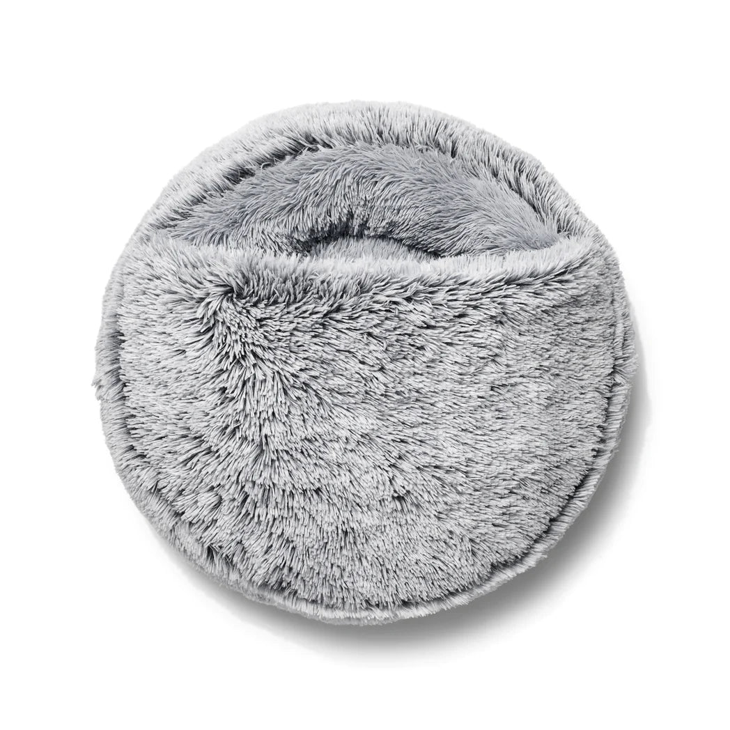 Snooza Luxurious Hoodie Cuddler Pet Bed in Silver Fox - Calming & Comforting - Three Sizes