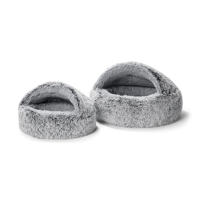 Snooza Luxurious Hoodie Cuddler Pet Bed in Silver Fox - Calming & Comforting - Three Sizes