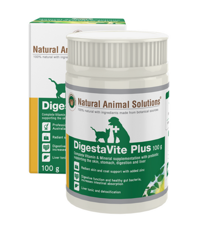 Natural Animal Solutions - DigestaVite Plus for Cats and Dogs 100g - Great for Shiny Coats!