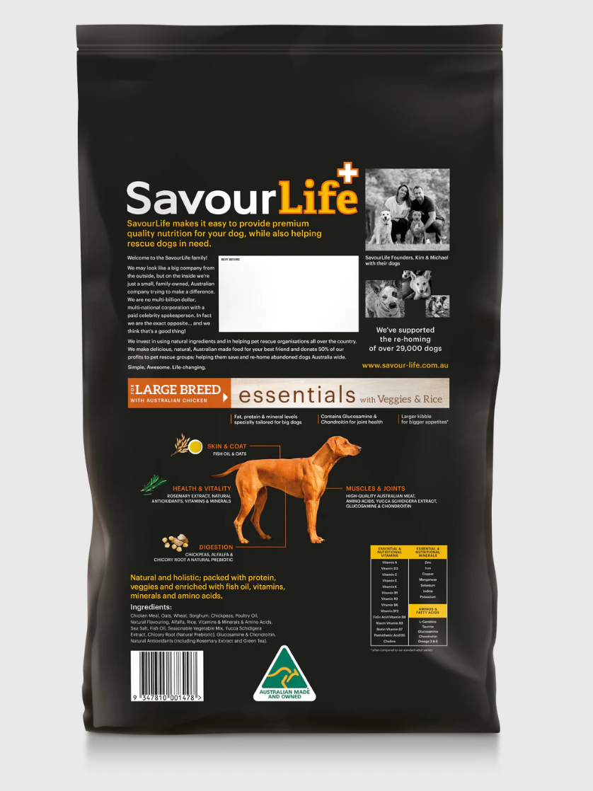Savourlife Essentials - Adult Dog Food - Large Breed - Chicken 15Kg