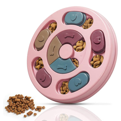 Fun Puzzle Feeder for Mental Enrichment While Dining! (Pink)