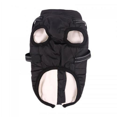 Windproof & Waterproof Coat for Dogs with Built in Harness & Soft Fleece Lining - XL Black