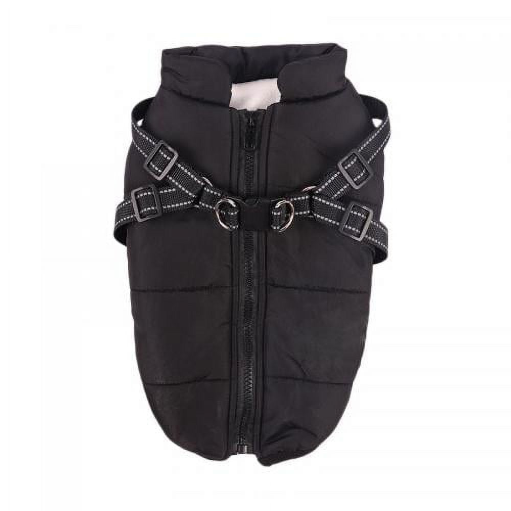 Windproof & Waterproof Coat for Dogs with Built in Harness & Soft Fleece Lining - XL Black