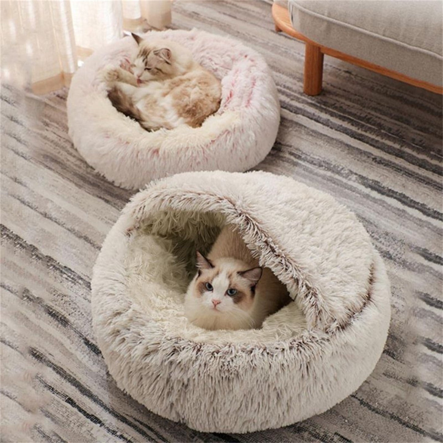 Plush Hooded Cocoon - Calming & Comforting - 40cm - Coffee