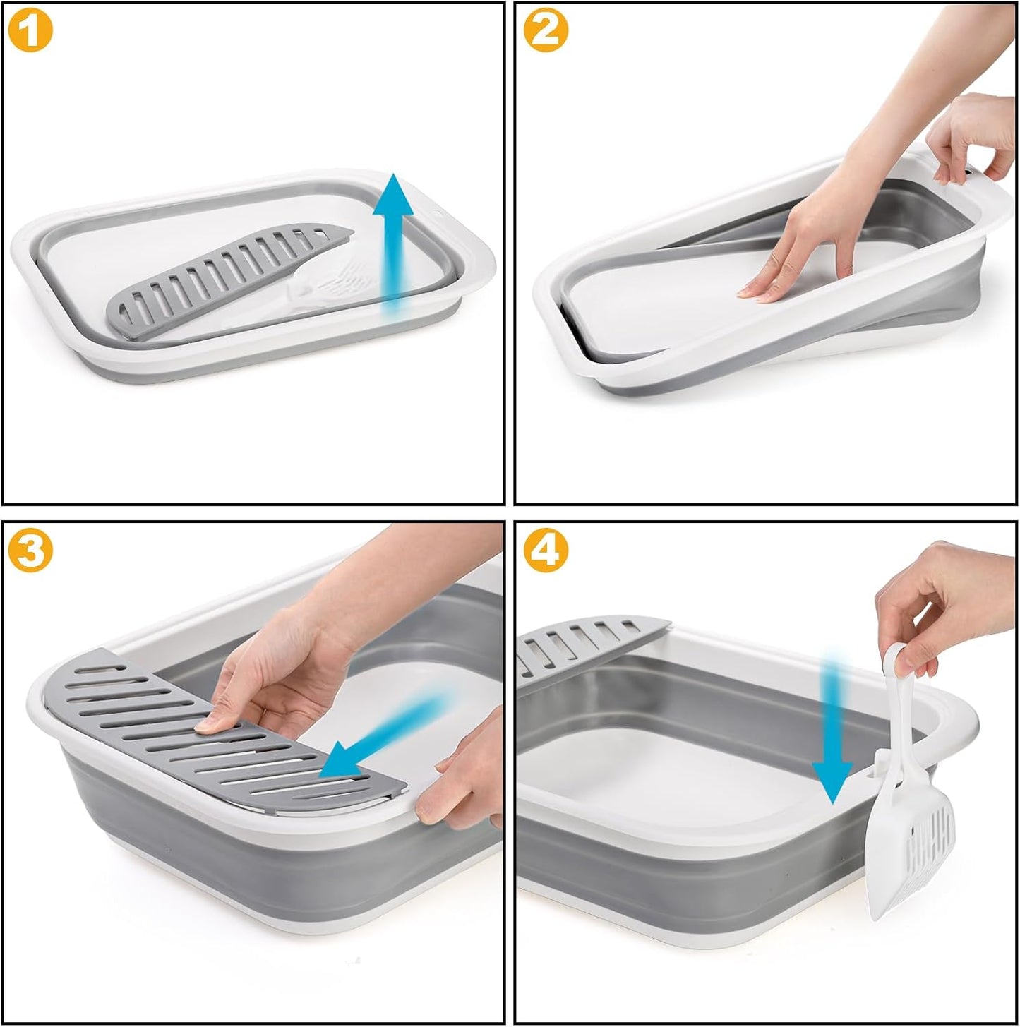Collapsible Small Shallow Litter Box with Scoop for Kittens