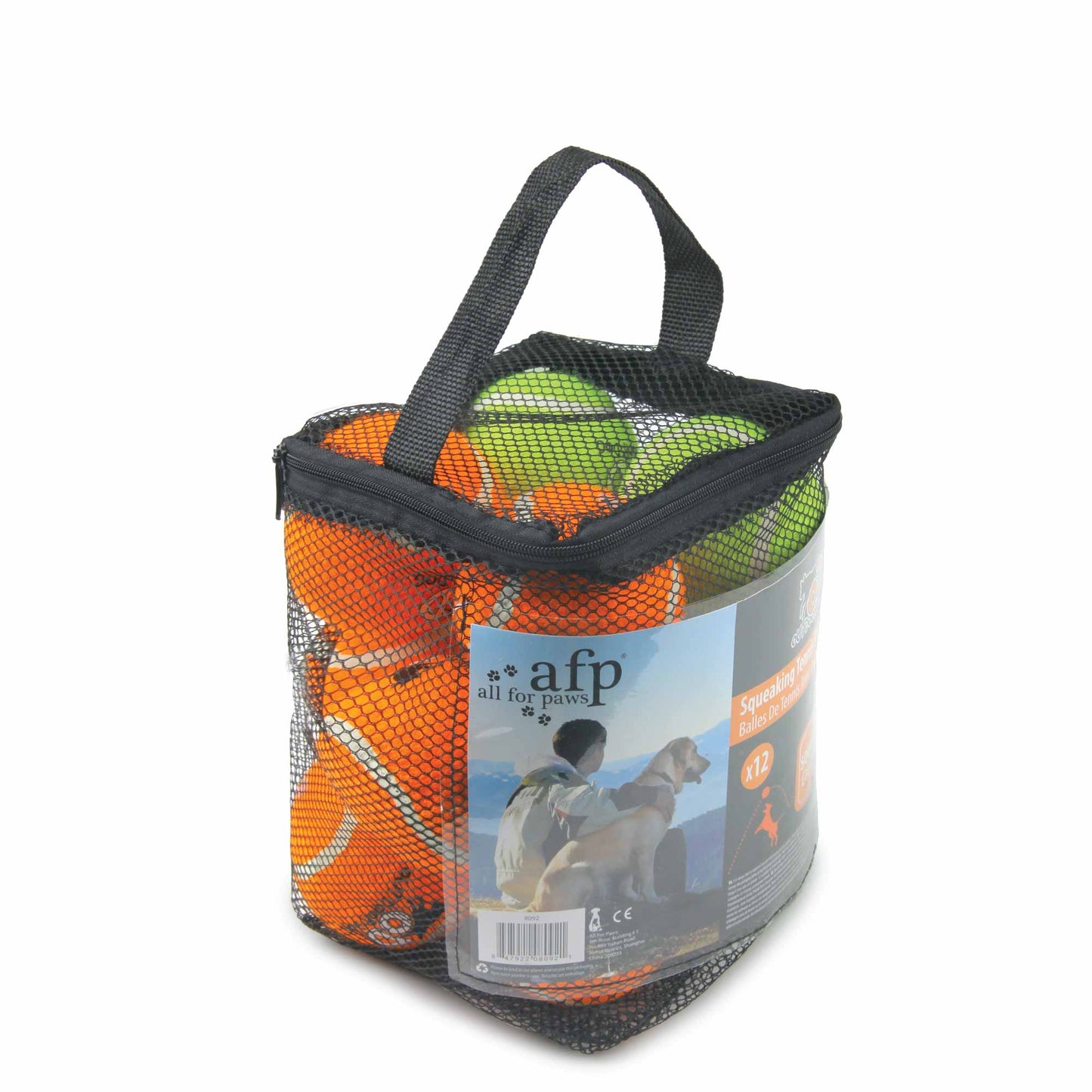 12 Pack Squeaking Tennis Balls in Carry Bag