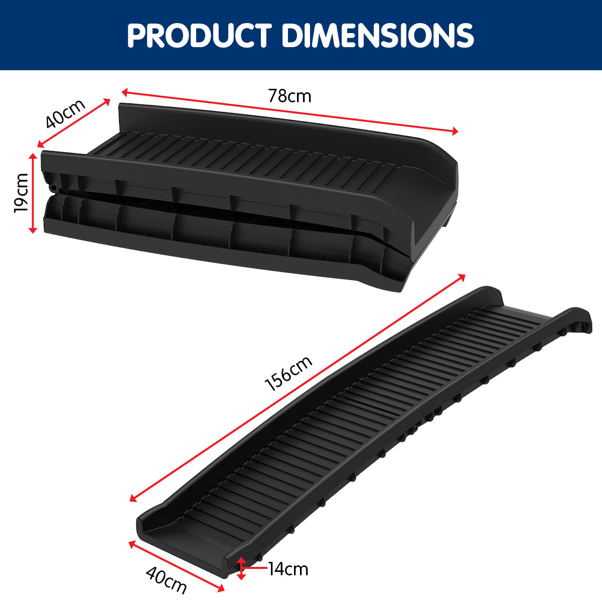 Furtastic Foldable Car Dog Ramp - Black