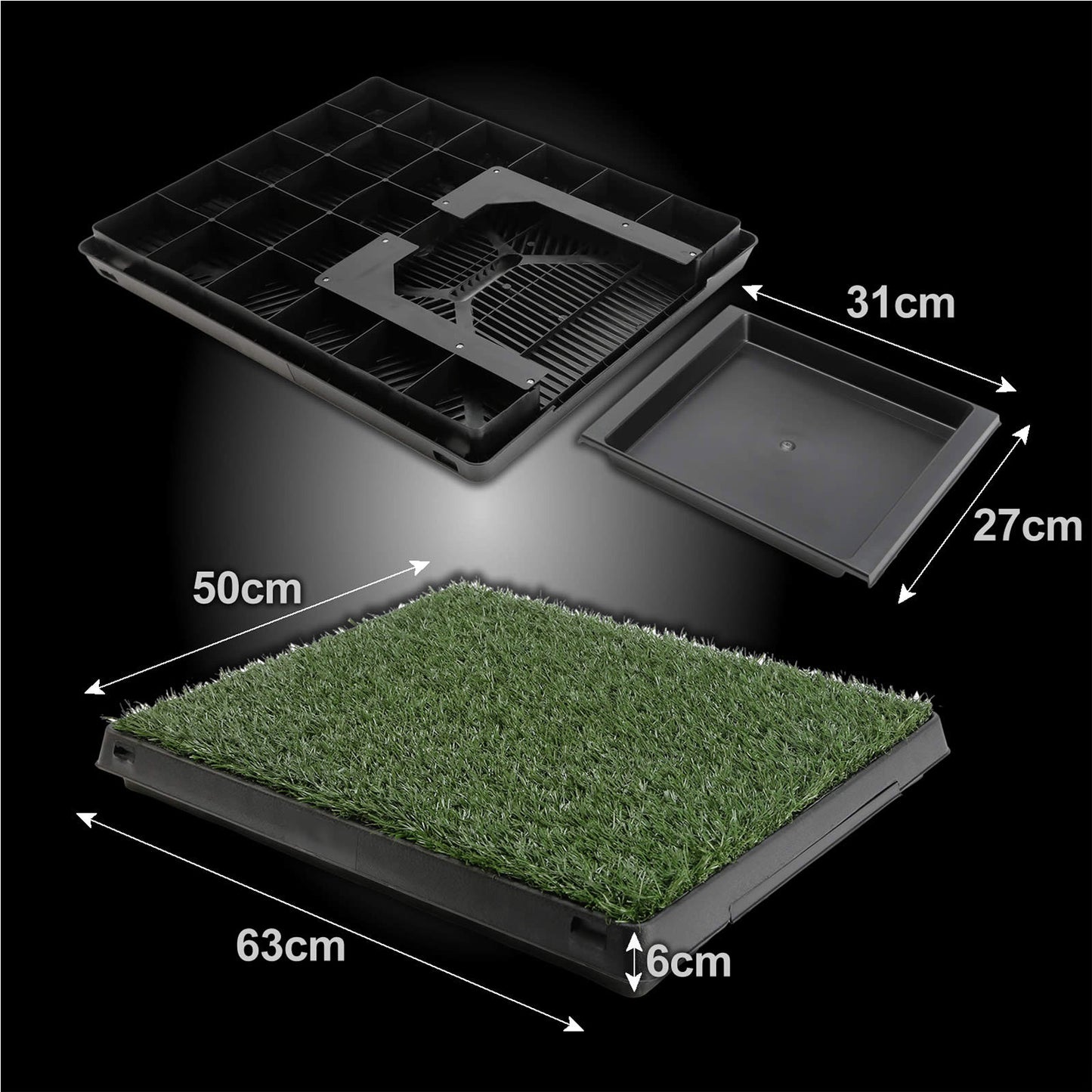 Paw Mate Durable PVC Toilet Tray with Grass Mat Included 63cm x 50cm