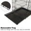 42" Foldable 2 Door Steel Dog Crate with Tray + Cushion Mat Bundle