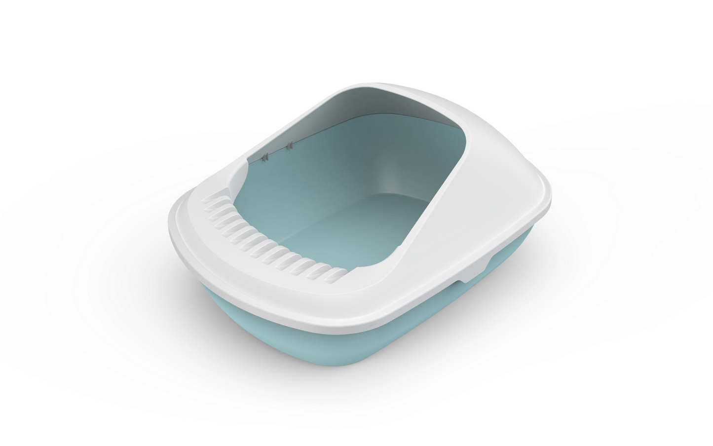 2X Medium Semi-Enclosed Cat Litter Boxes With Scoop - Blue
