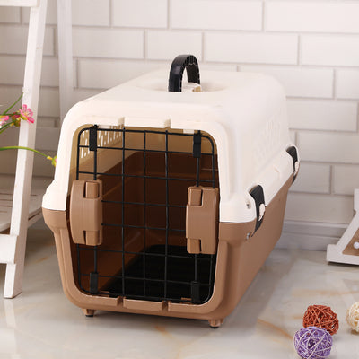 Portable & Durable Pet Carrier for Cats and Dogs up to 12kg - Brown