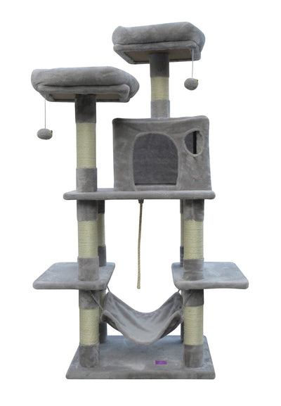 145cm Sturdy and Comfortable Cat Scratching Tree in Light Grey