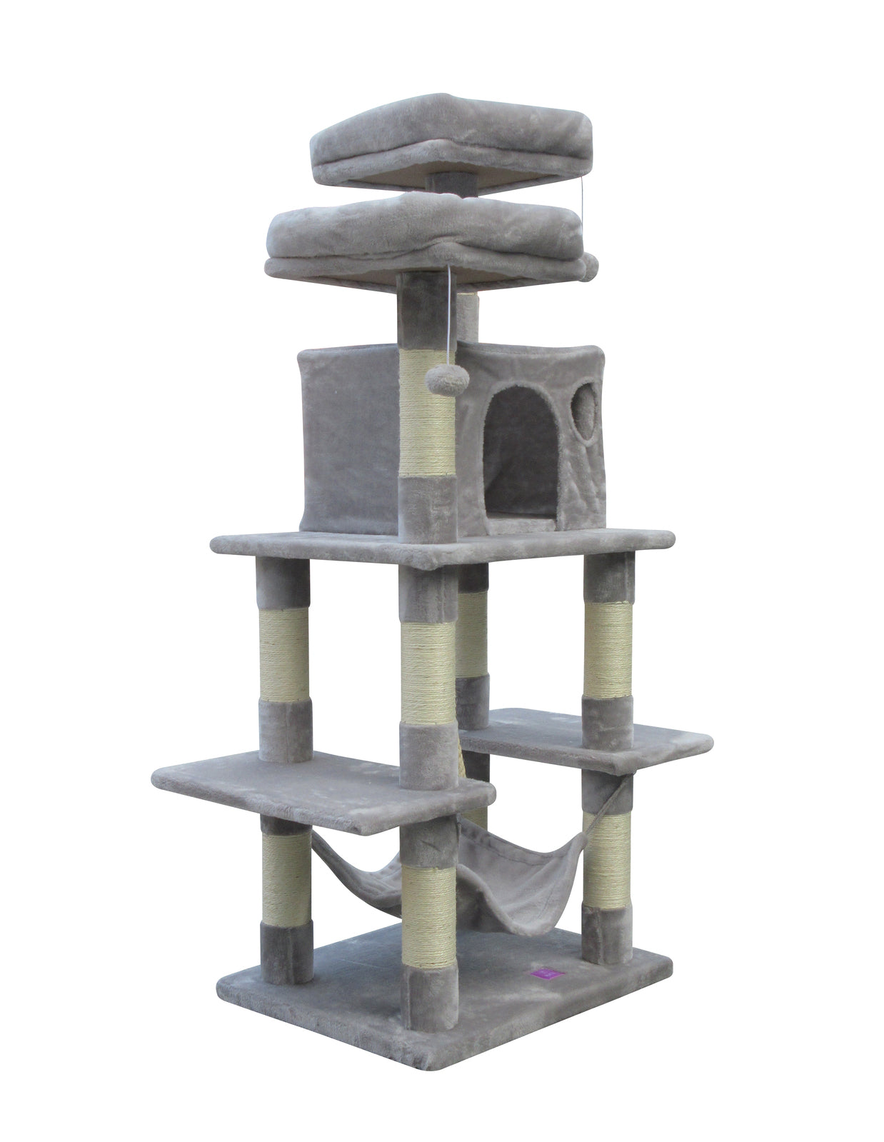 145cm Sturdy and Comfortable Cat Scratching Tree in Light Grey