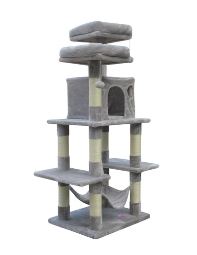145cm Sturdy and Comfortable Cat Scratching Tree in Light Grey
