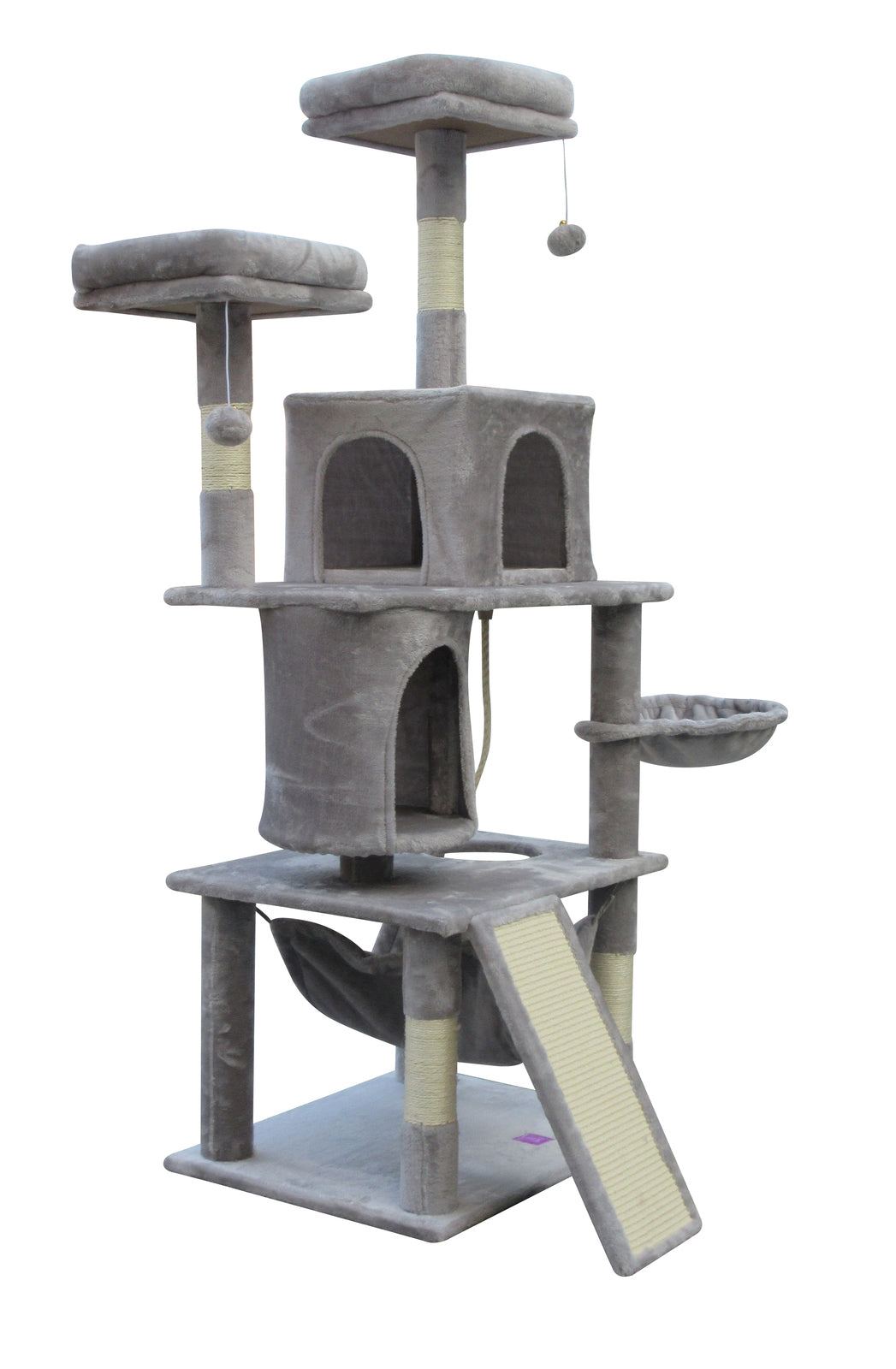 161cm Multilevel Cat Scratching Tree in Light Grey - Time to Delight Your Cat!