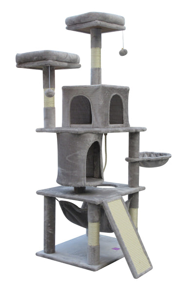 161cm Multilevel Cat Scratching Tree in Light Grey - Time to Delight Your Cat!