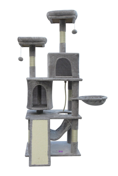 161cm Multilevel Cat Scratching Tree in Light Grey - Time to Delight Your Cat!