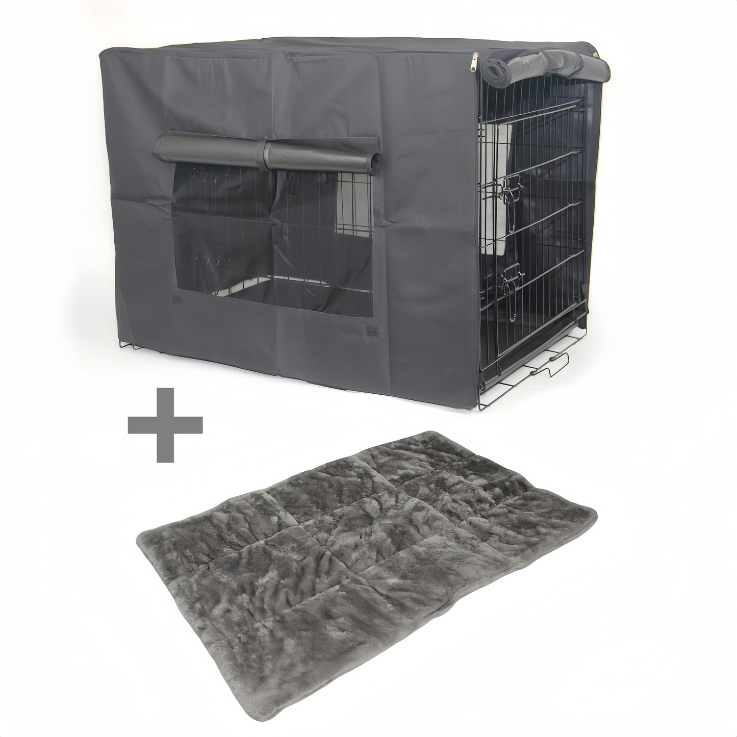 24" Portable & Foldable Steel Crate with 2 Easy Access Doors & Cover