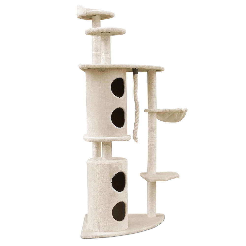 170cm XL Multi Level Cat Scratching Tree Tower in Beige
