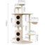 170cm XL Multi Level Cat Scratching Tree Tower in Beige