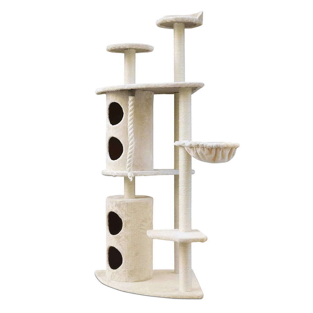 170cm XL Multi Level Cat Scratching Tree Tower in Beige