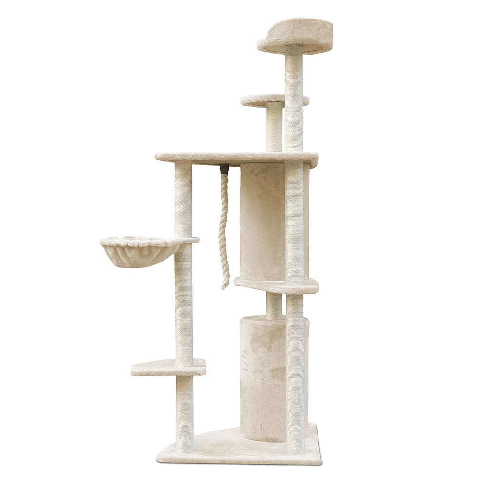 170cm XL Multi Level Cat Scratching Tree Tower in Beige