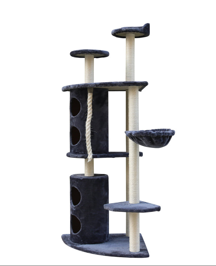 170cm XL Multi Level Cat Scratching Tree Tower in Grey