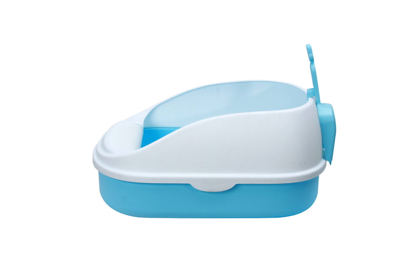 Medium Cat Litter Box with High Walls and Scoop - Blue