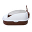 Medium Cat Litter Box with High Walls and Scoop - Brown