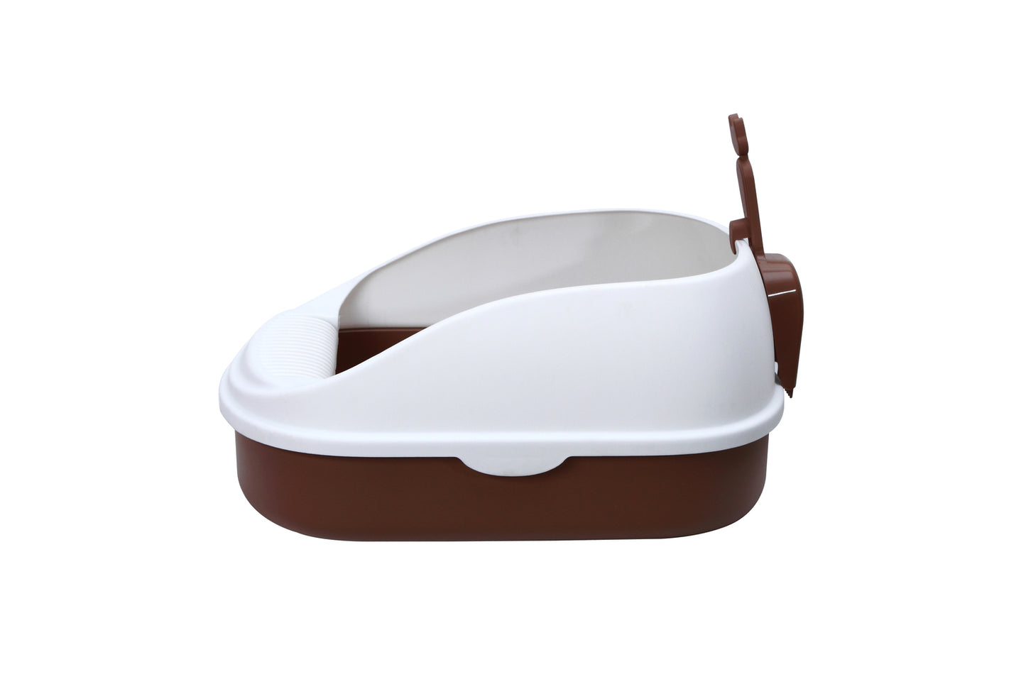 Medium Cat Litter Box with High Walls and Scoop - Brown