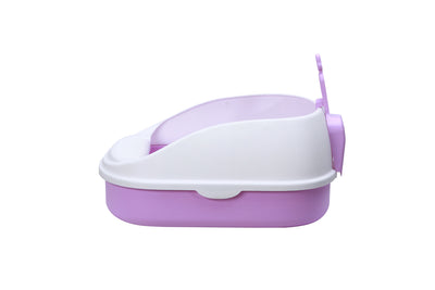 Medium Cat Litter Box with High Walls and Scoop - Purple