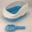 Large Cat Litter Box with High Walls and Scoop - Blue